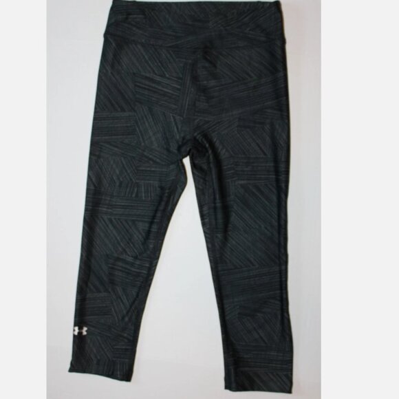 Black Under Armour Compression Leggings S Heat Gear Stretch Waist Capri Pants - Picture 1 of 6